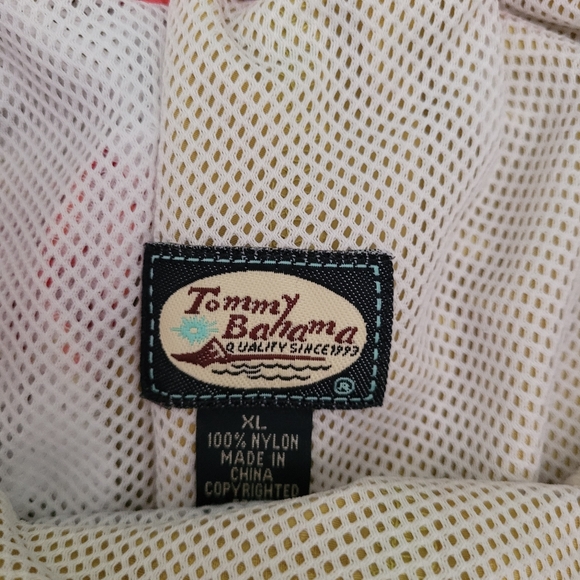 TOMMY BAHAMA Swim Trunks Tropical Print Pockets Yellow Orange Lining Size XL - Picture 3 of 9